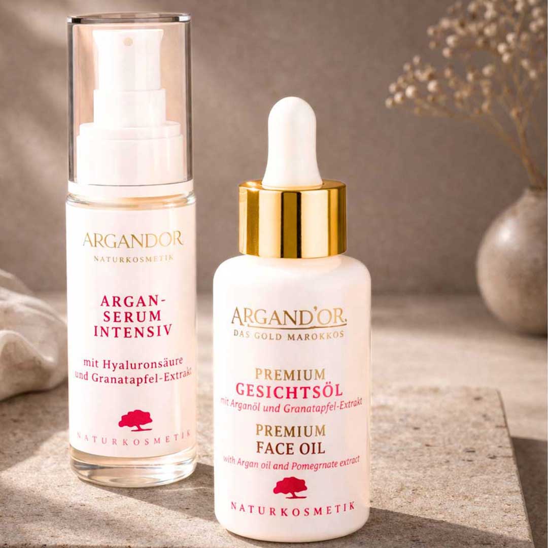 Pflegeset GLOW: Argan-Serum Intensiv & PREMIUM Gesichtsöl