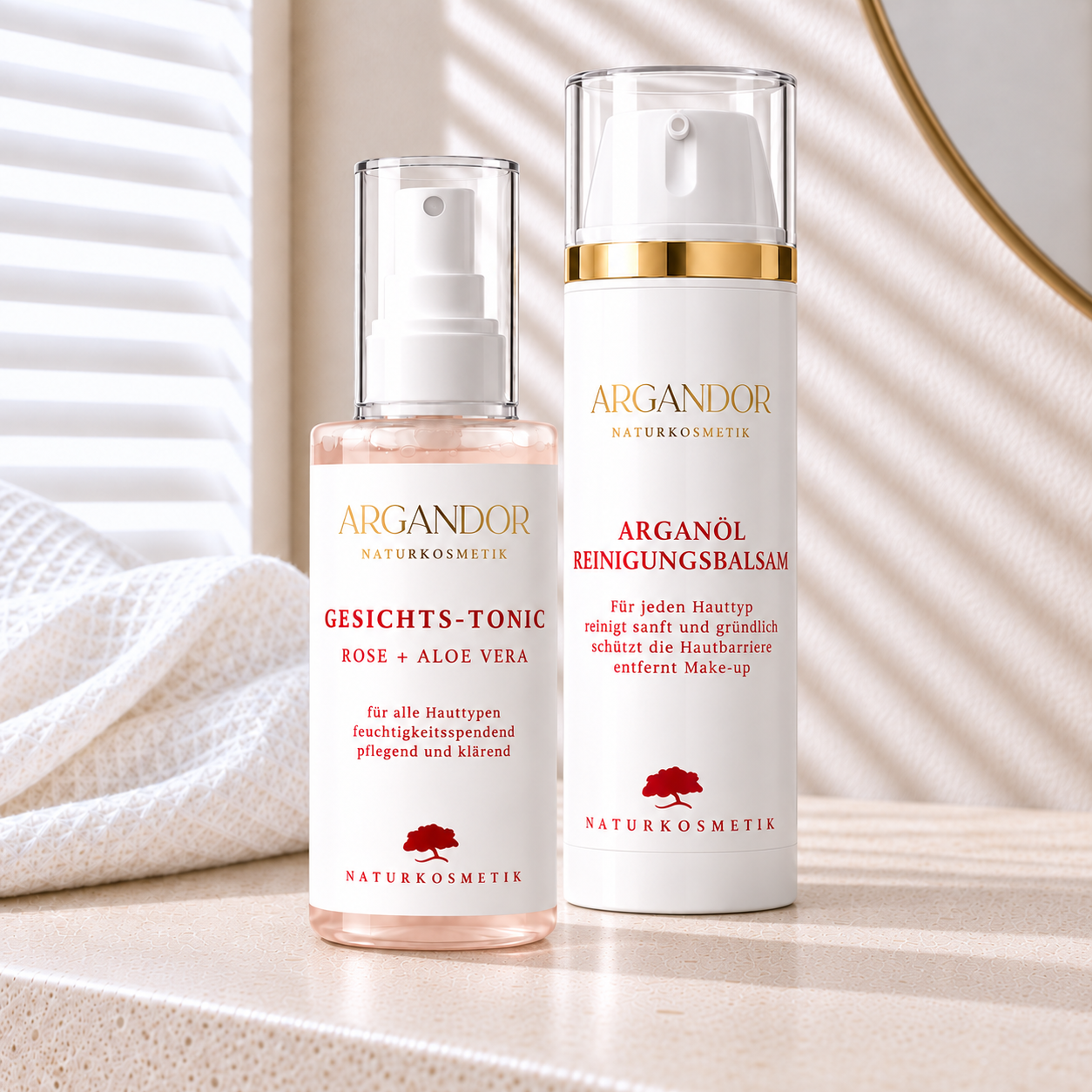 Pflegeset CLEAN: Arganöl Reinigungsbalsam & Gesicht-Tonic Aloe Vera