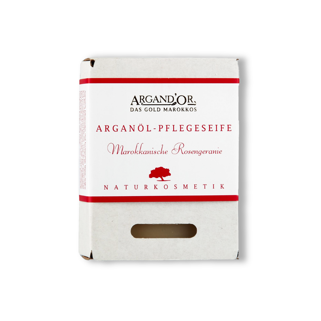 Arganöl Pflegeseife "Rosengeranie" mit Bio-Ölen